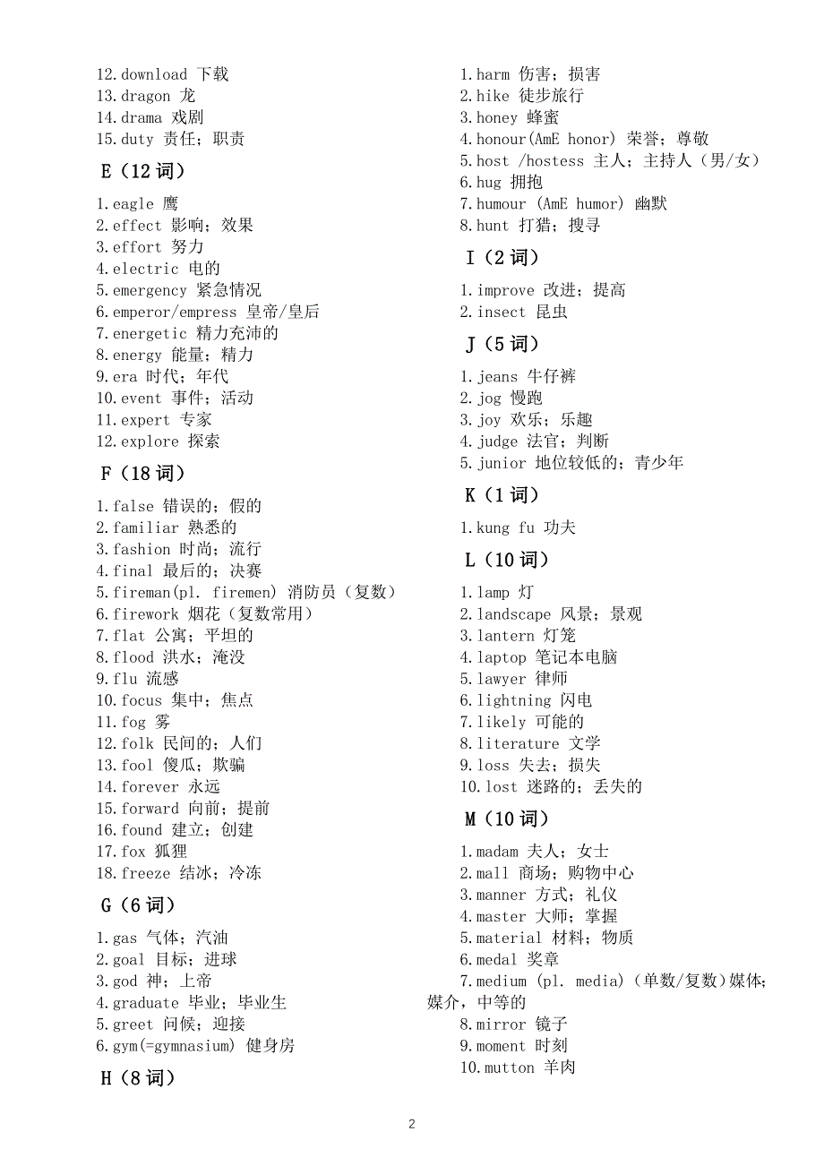 初中英语2026届中考课标新增单词汇总（按字母顺序编排）.doc_第2页