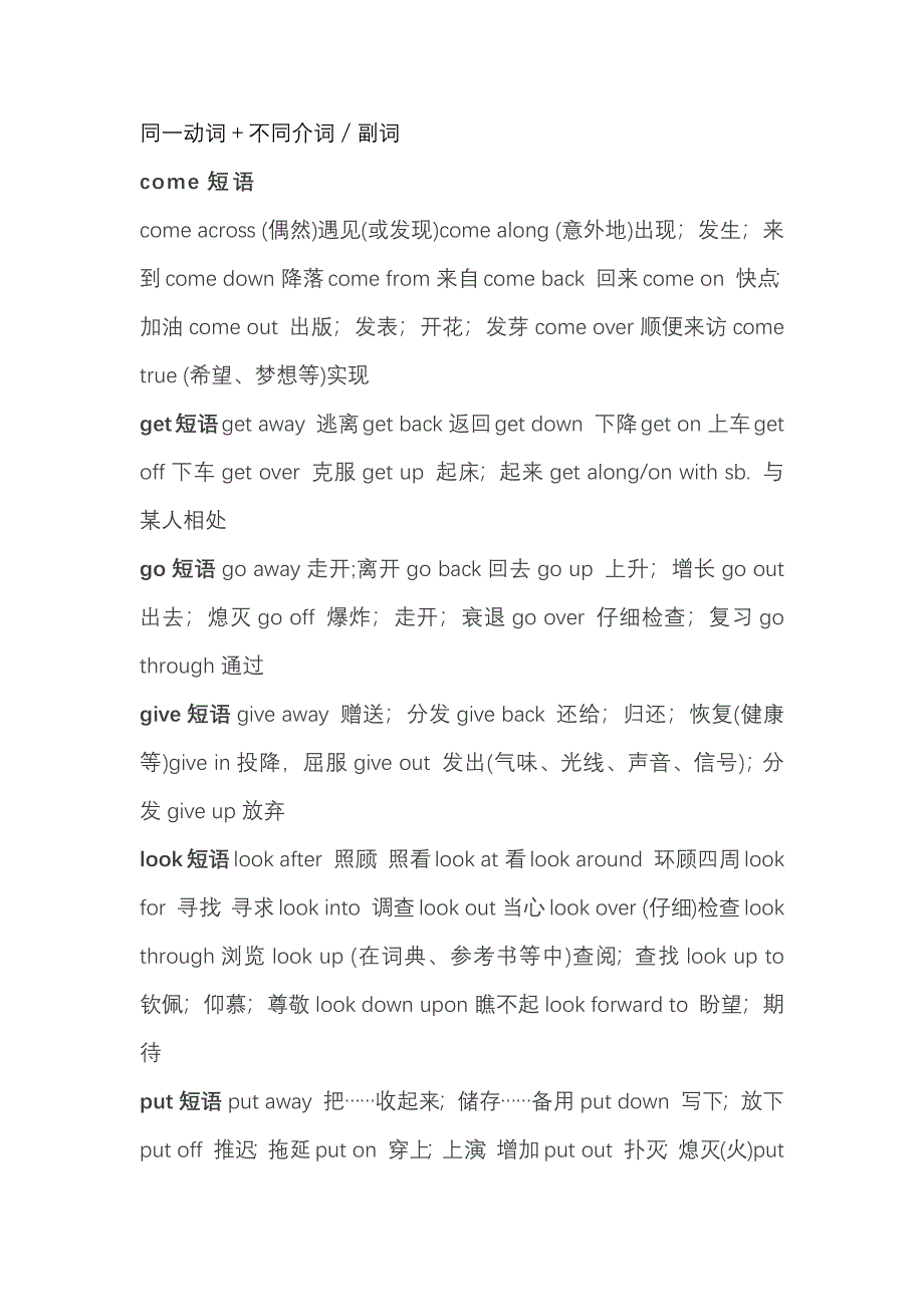 初中英语三年所有的动词短语总结.docx_第1页