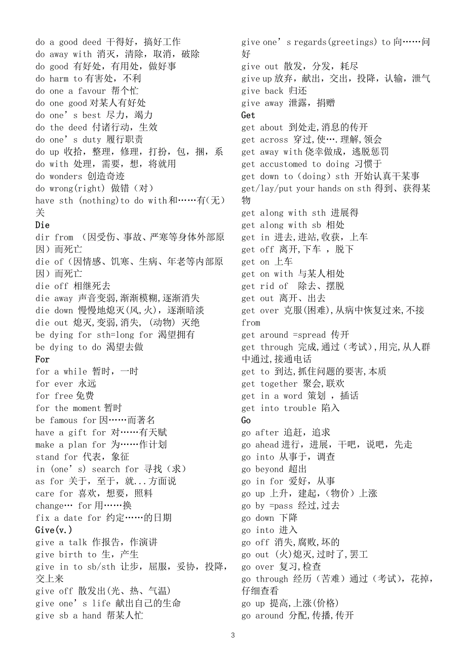 初中英语中考复习核心单词固定搭配汇总.docx_第3页