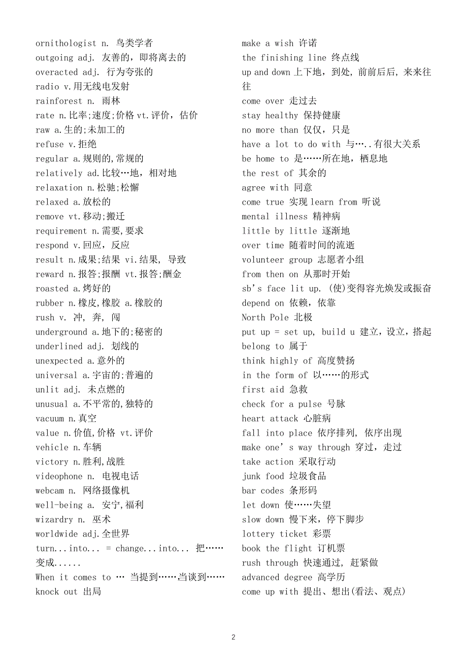 初中英语中考完型填空核心词汇整理.docx_第2页