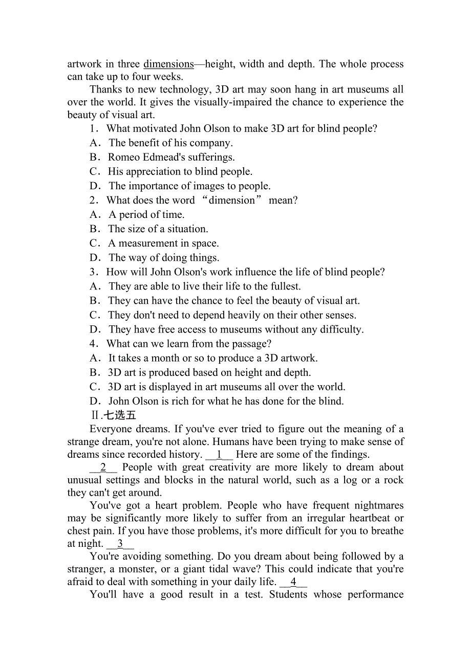 2020-2021学年新教材英语人教版必修第二册作业与检测：4-4 LISTENING AND TALKING READING FOR WRITING WORD版含解析.doc_第3页