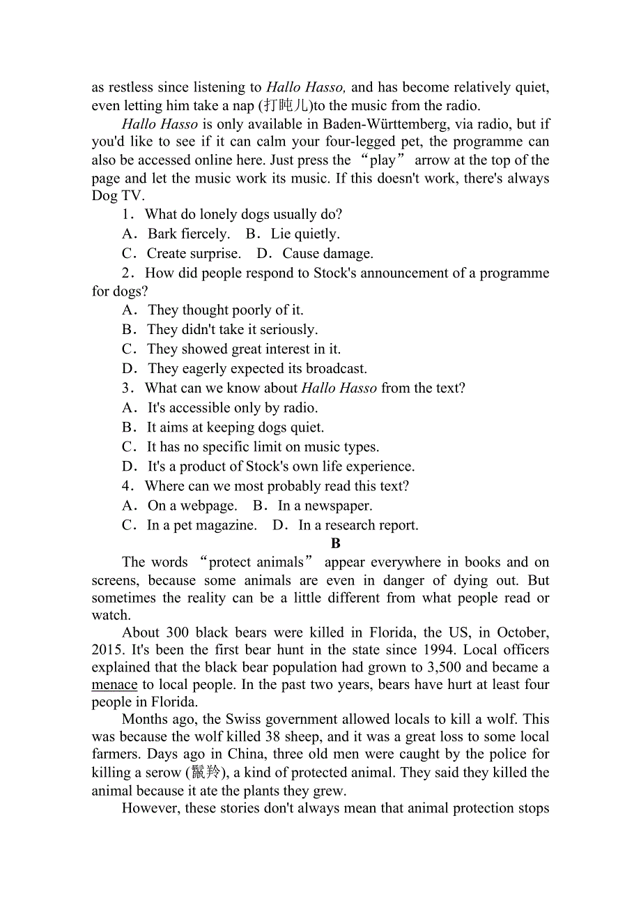 2020-2021学年新教材英语外研版必修第一册层级练：UNIT 5 INTO THE WILD DEVELOPING IDEAS .doc_第3页