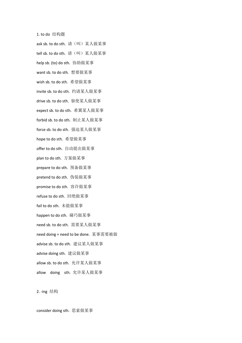 初中英语各类结构短语最全汇总.docx_第1页