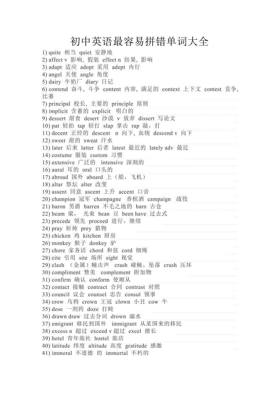 初中英语最容易拼错单词大全.docx_第1页