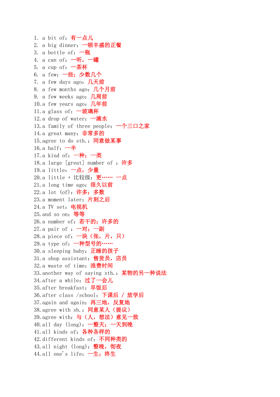 初中英语完型高频短语总结.docx_第1页