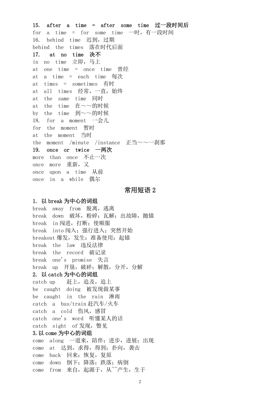初中英语完形填空高频短语汇总（考试一定用得上）.docx_第2页