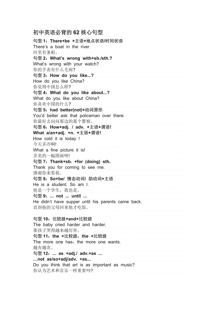 初中英语必背的62核心句型.docx_第1页