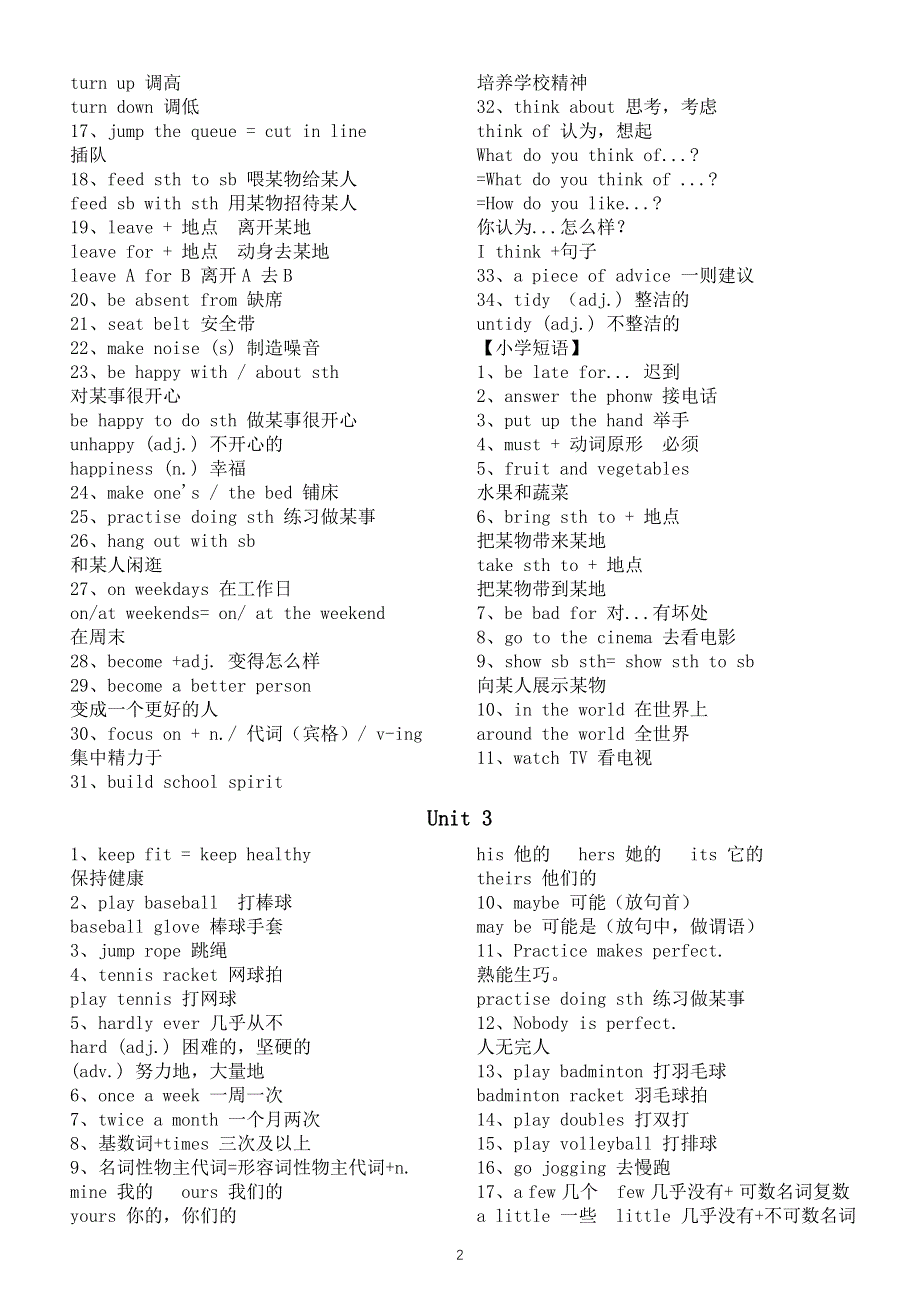 初中英语新人教版七年级下册Unit 1—Unit 4短语汇总（2025春）.doc_第2页