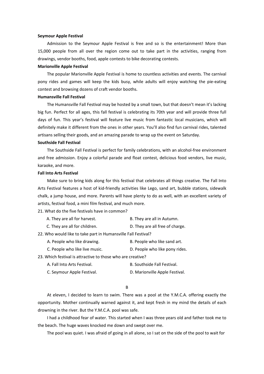 四川省成都市实验外国语学校2021-2022学年高一下学期第一次阶段性考试英语试题(0001).doc_第3页