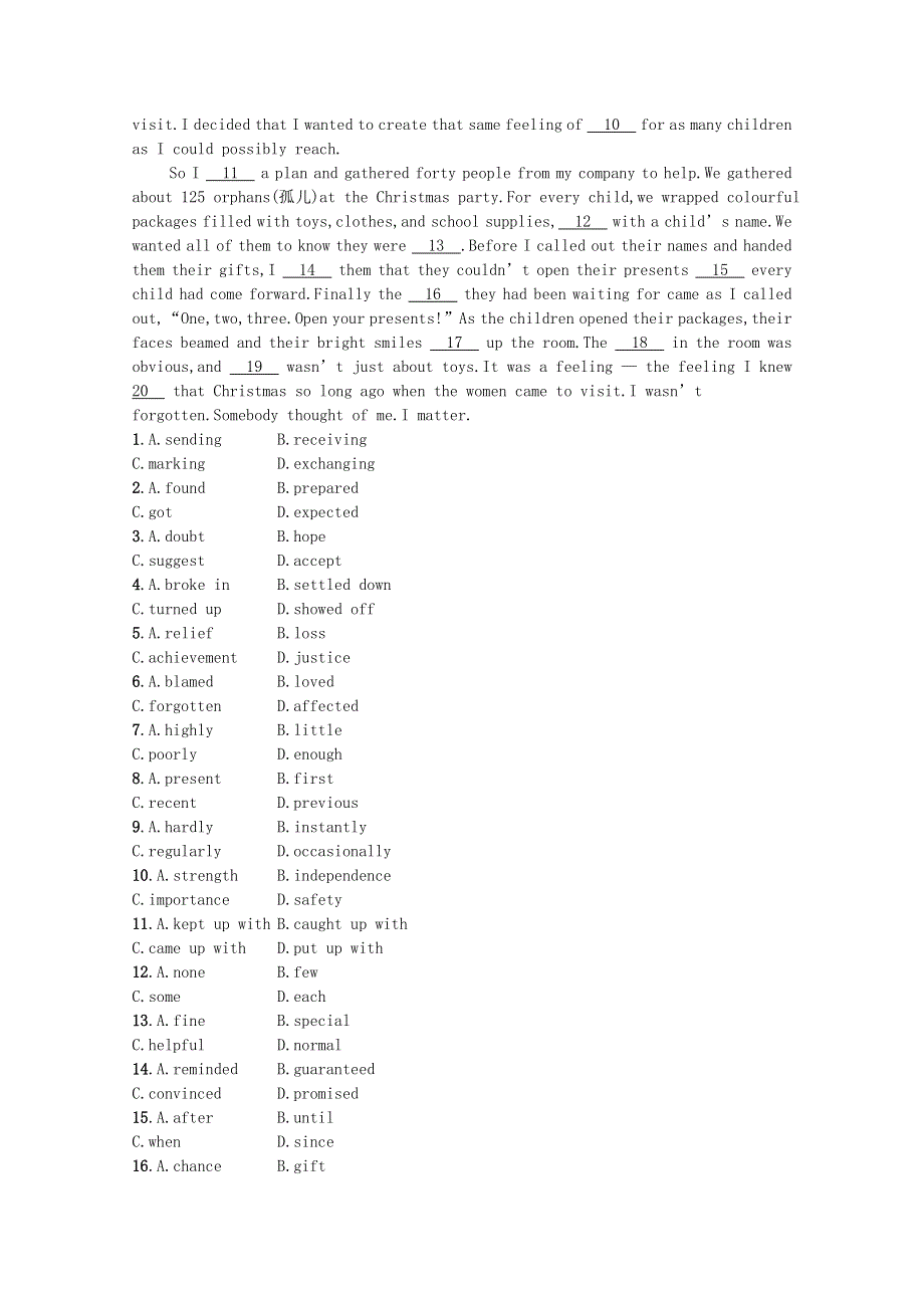 2021-2022学年新教材高中英语 Unit 3 Celebrations Section Ⅰ Topic Talk & Lesson 1 Spring Festival习题（含解析）北师大版必修第一册.docx_第3页