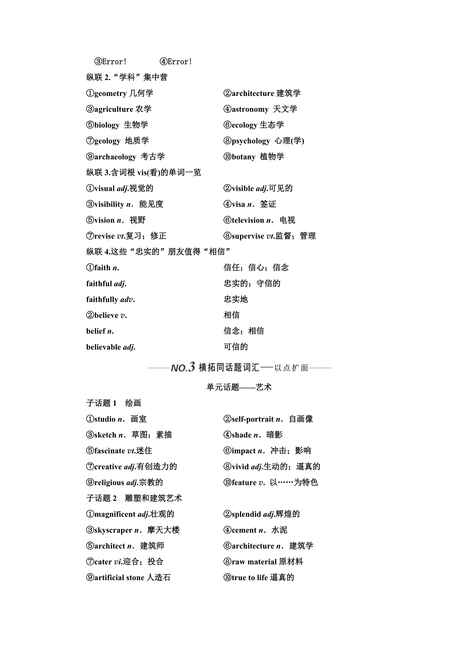 2020版高考英语新设计一轮复习人教全国版讲义：选修6 UNIT 1 ART WORD版含答案 (2).doc_第3页