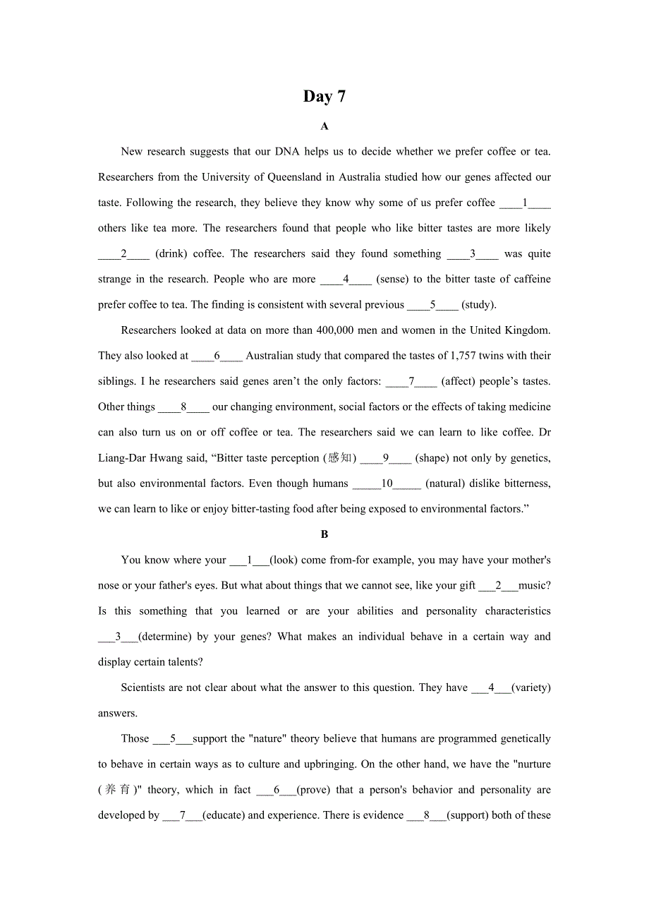 2020-2021学年高二英语寒假提升天天练之语法填空：DAY 7 WORD版含解析.doc_第1页