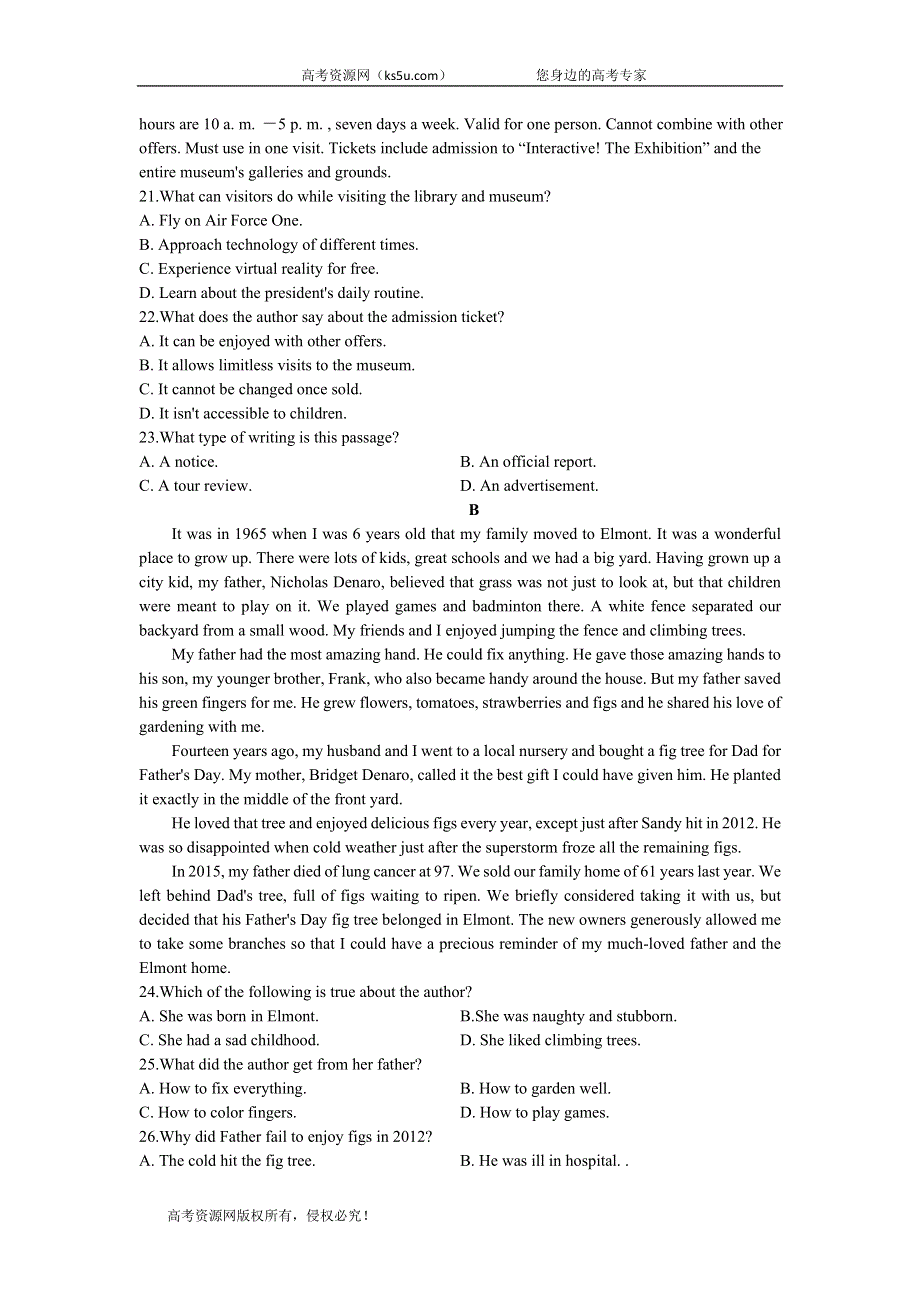 安徽省阜阳市颍上二中2019-2020学年高二上学期第二次段考英语试卷 WORD版含答案.doc_第3页