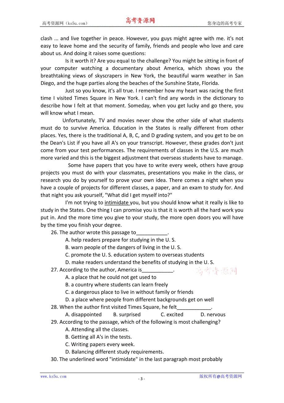 广东省广州市2013届高三4月综合测试（2）英语试题（答案）.doc_第3页