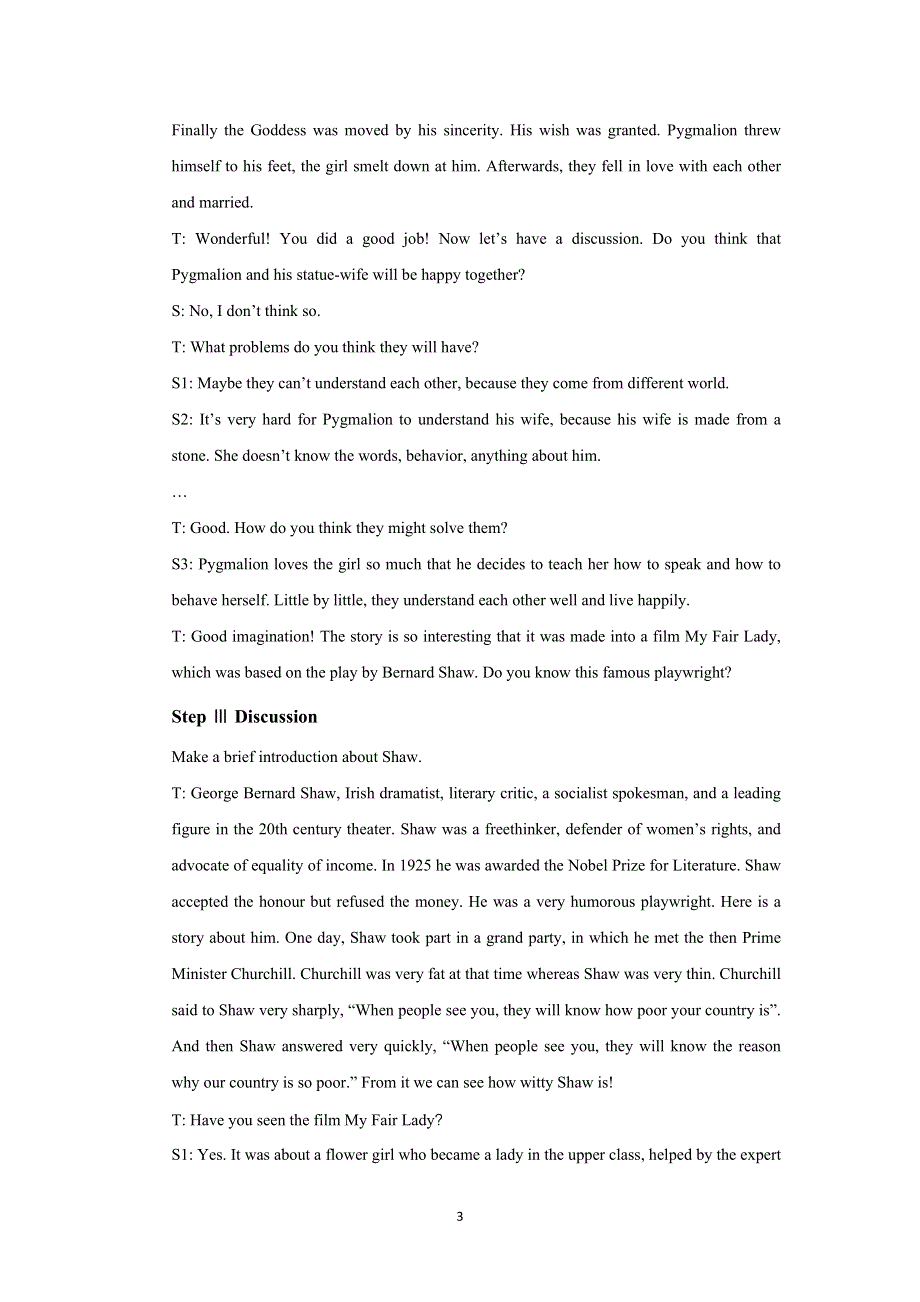 2021-2022高中英语人教版选修8教案：UNIT4 PYGMALION USING LANGUAGE （三） WORD版含答案.doc_第3页