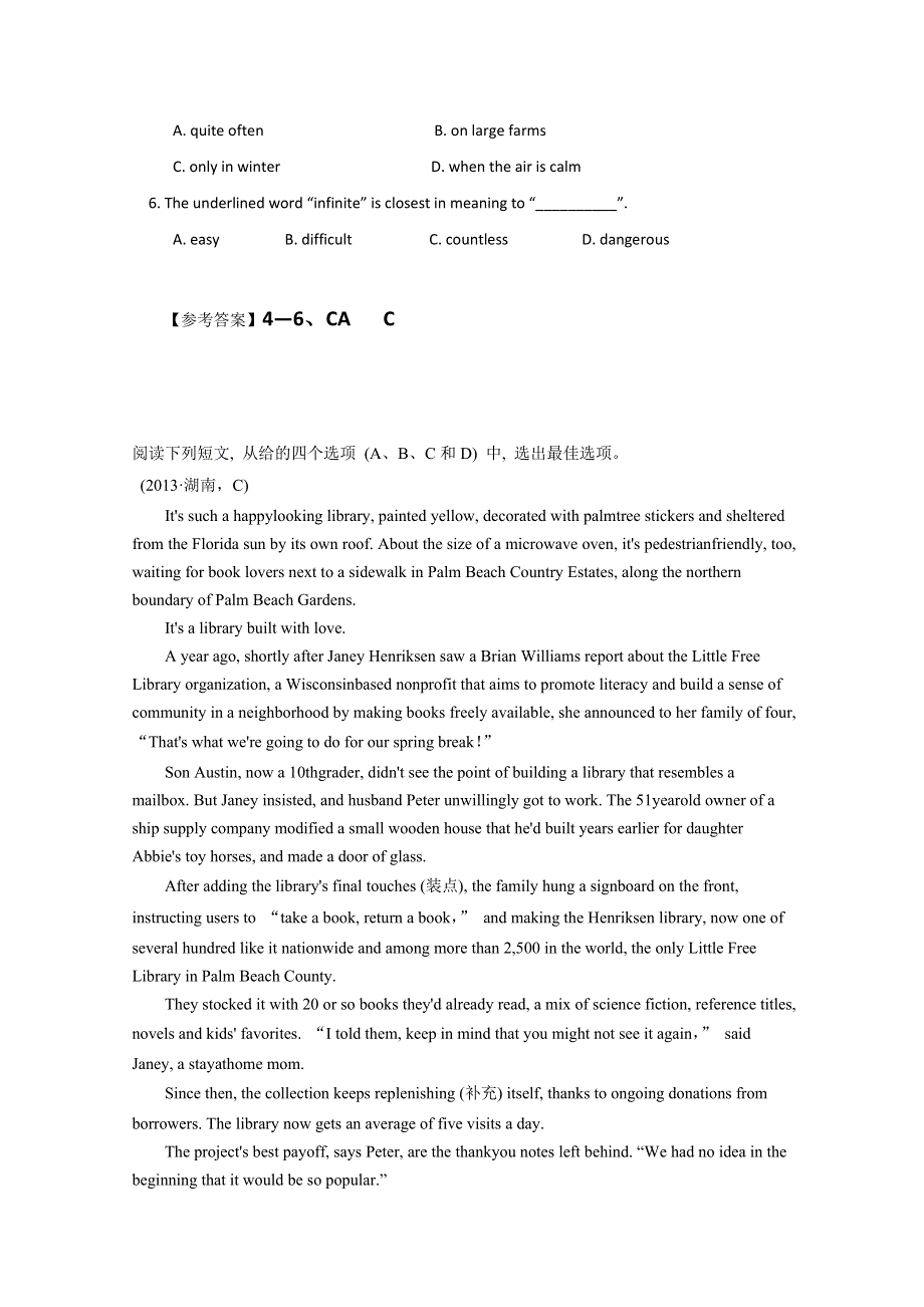 山东省平阴县2016高考英语二轮阅读理解摸底训练（1）及答案.doc_第3页